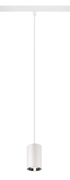 NUMINOS® XS, 48V Pendelleuchte, Pendellänge 150 cm, 4000 K, 40°, DALI 2, matt weiß / glänzend chrom