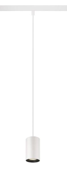 NUMINOS® XS, 48V Pendelleuchte, Pendellänge 150 cm, 4000 K, 55°, DALI 2, matt weiß / matt schwarz