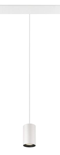 NUMINOS® XS, 48V Pendelleuchte, Pendellänge 150 cm, 4000 K, 55°, DALI 2, matt weiß / matt schwarz