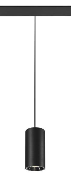 NUMINOS® S, 48V Pendelleuchte, Pendellänge 150 cm, 4000 K, 20°, DALI 2, matt schwarz / glänzend chrom
