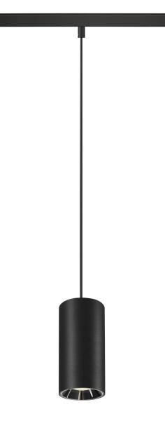 NUMINOS® S, 48V Pendelleuchte, Pendellänge 150 cm, 4000 K, 40°, DALI 2, matt schwarz / glänzend chrom