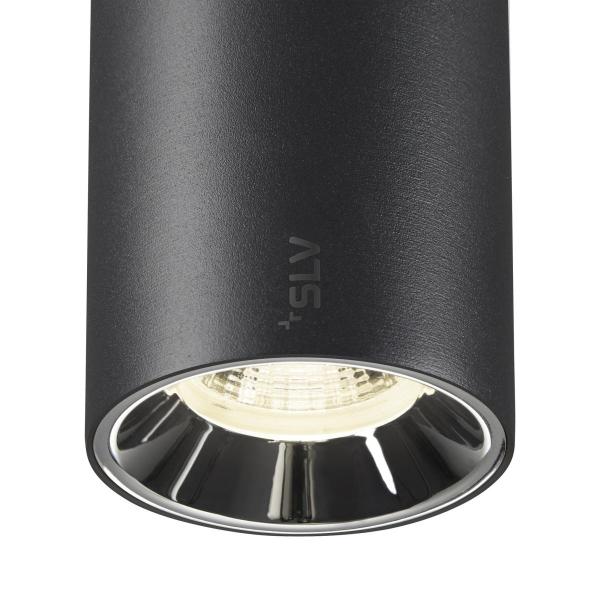 NUMINOS® S, 48V Pendelleuchte, Pendellänge 150 cm, 4000 K, 40°, DALI 2, matt schwarz / glänzend chrom