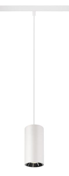 NUMINOS® S, 48V Pendelleuchte, Pendellänge 150 cm, 4000 K, 20°, DALI 2, matt weiß / glänzend chrom