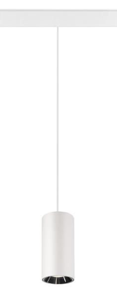 NUMINOS® S, 48V Pendelleuchte, Pendellänge 150 cm, 4000 K, 40°, DALI 2, matt weiß / glänzend chrom