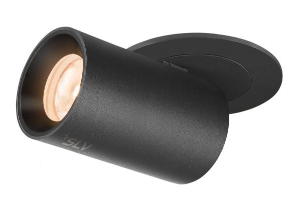 NUMINOS® PROJECTOR XS, Deckeneinbauleuchte, 2700 K, 55°, zylindrisch, schwarz / schwarz