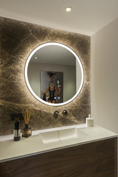 TRUKKO 80, Spiegel Ø 80 cm, chrom, schwarzer rand