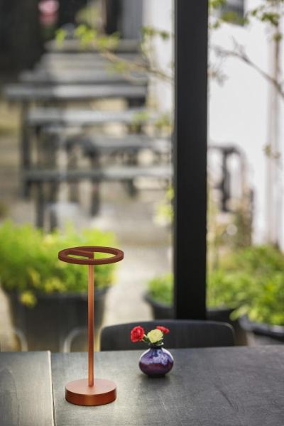 VINOLINA ONE, Tischleuchte, Akku, IP54, 2700 K, TOUCH, rost