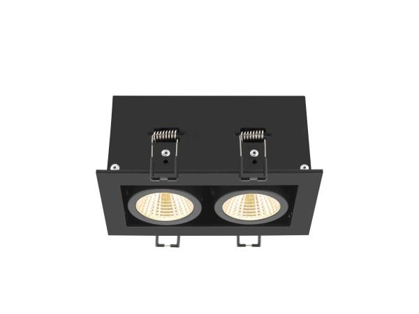 KADUX, Deckeneinbauleuchte, double, 3000 K, 38°, IP 20, quadratisch, schwarz