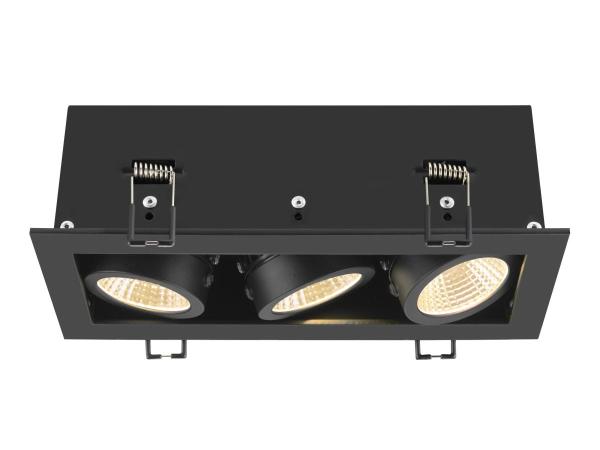 KADUX, Deckeneinbauleuchte, triple, 3000 K, 38°, IP 20, quadratisch, schwarz