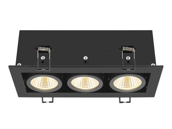 KADUX, Deckeneinbauleuchte, triple, 3000 K, 38°, IP 20, quadratisch, schwarz