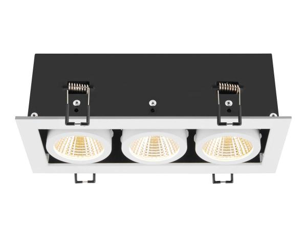 KADUX, Deckeneinbauleuchte, triple, 3000 K, 38°, IP 20, quadratisch, weiß
