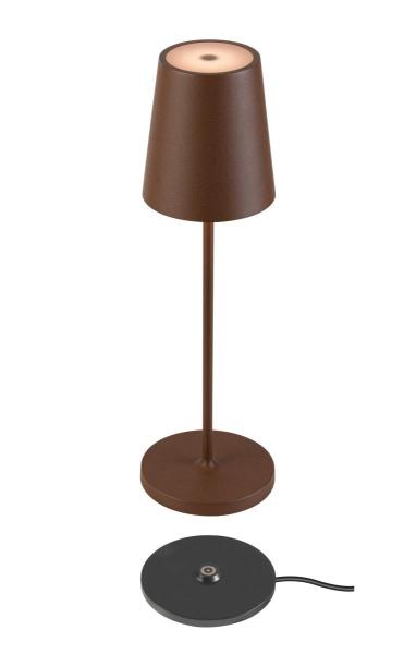 VINOLINA TWO, Tischleuchte, Akku, IP65, 2200/2700/3000 K, TOUCH, rost