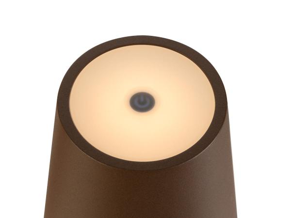 VINOLINA TWO, Tischleuchte, Akku, IP65, 2200/2700/3000 K, TOUCH, rost