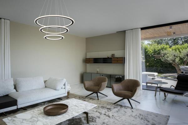 ONE FLAT, Pendelleuchte, triple, 300 cm, 2700/3000 K, DALI 2, Touch, schwarz