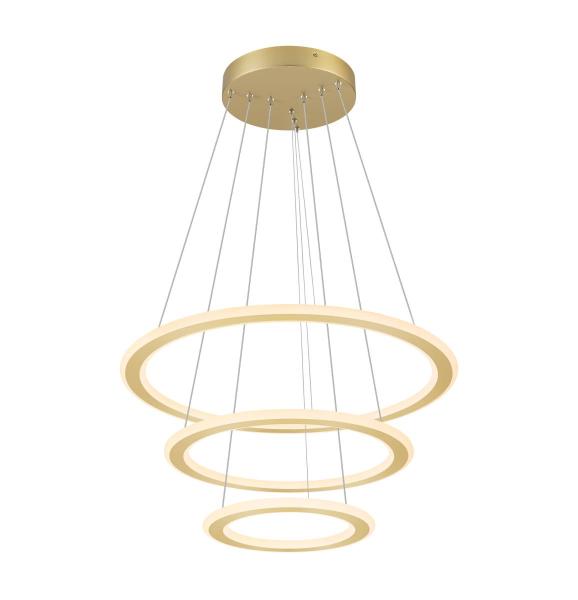 ONE FLAT, Pendelleuchte, triple, 300 cm, 2700/3000 K, DALI 2, Touch, messing