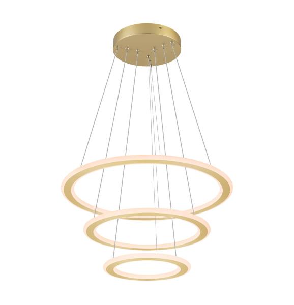 ONE FLAT, Pendelleuchte, triple, 300 cm, 2700/3000 K, DALI 2, Touch, messing