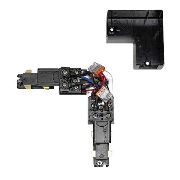S-TRACK L-Verbinder, verstellbar, mit Einspeisemöglichkeit, DALI, PHASE, schwarz