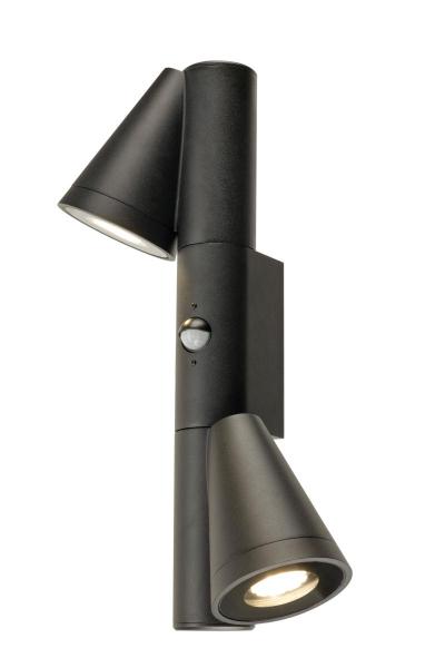 T-TUBE, Wandaufbauleuchte, GU10, double, Sensor, IP44, max. 10 W, schwarz