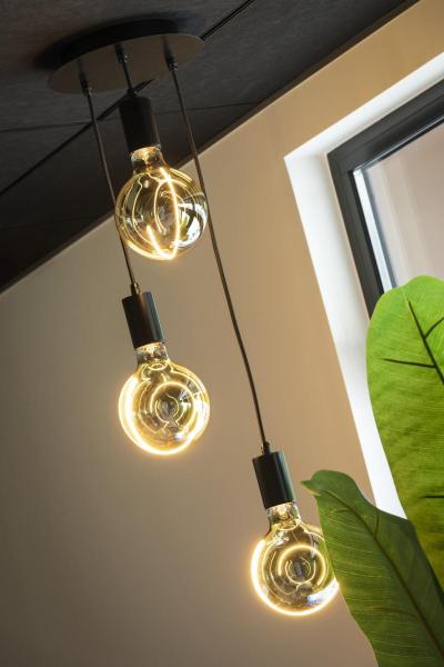 LED Illusion Globe 125 Crescent slanting, LED-Leuchtmittel, smokey, E27, PHASE, 6 W, 1900 K