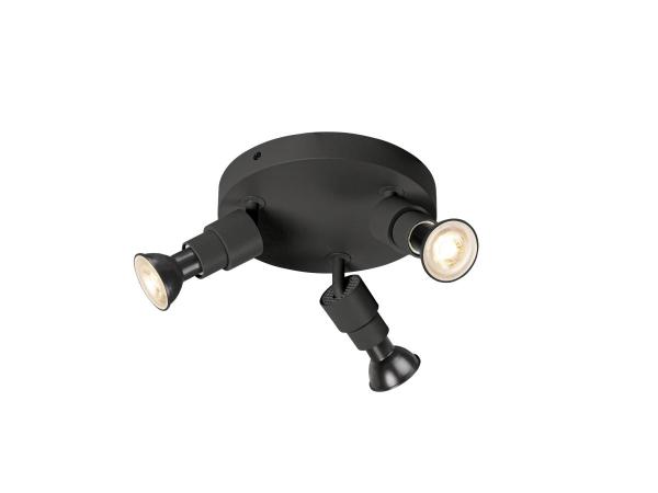 PURI 2.0 Basic, Wand- und Deckenaufbauleuchte, rund, 3 x max. 6 W GU10, schwarz