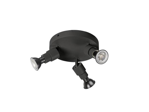 PURI 2.0 Basic, Wand- und Deckenaufbauleuchte, rund, 3 x max. 6 W GU10, schwarz