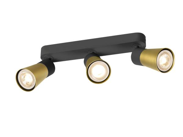 PURI 2.0 Cone, Wand- und Deckenaufbauleuchte, long, 3 x max. 6 W GU10, schwarz / gold