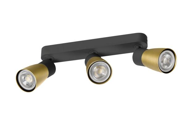 PURI 2.0 Dome, Wand- und Deckenaufbauleuchte, long, 3 x max. 6 W GU10, schwarz / gold