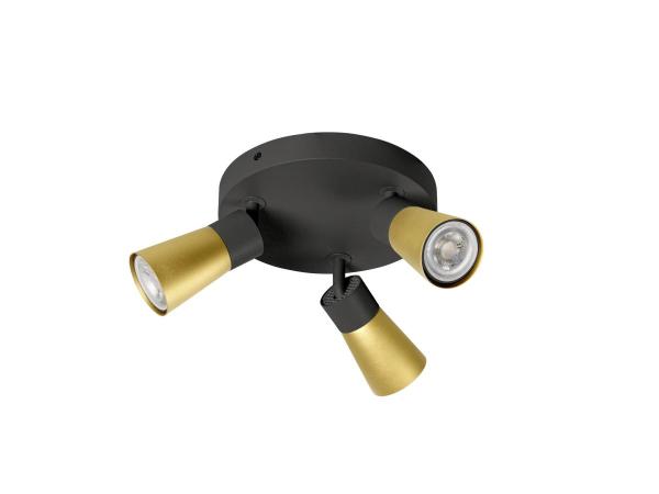 PURI 2.0 Cone, Wand- und Deckenaufbauleuchte, rund, 3 x max. 6 W GU10, schwarz / gold