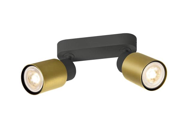 PURI 2.0 Tube, Wand- und Deckenaufbauleuchte, long, 2 x max. 6 W GU10, schwarz / gold