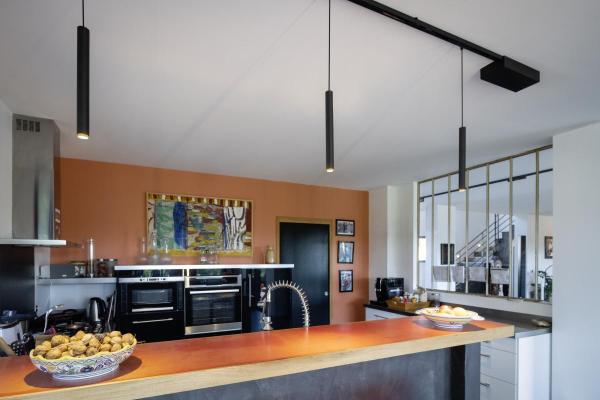 GRIP! S, 48V Pendelleuchte, Pendellänge 200 cm, 2700 K, 29°, DALI, schwarz / gold