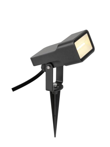SYNA WIDE, Erdspiessleuchte, 3000 K, 115°, IP65, eckig, schwarz
