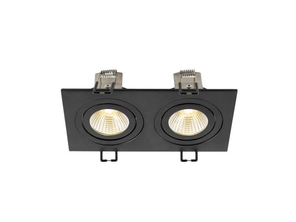 NEW TRIA® 155, Deckeneinbauleuchte, quadratisch, 3000 K, zweiflammig, PHASE, 38°, schwarz