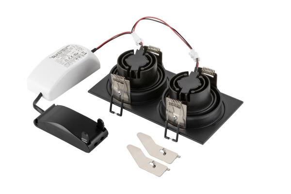 NEW TRIA® 155, Deckeneinbauleuchte, quadratisch, 3000 K, zweiflammig, PHASE, 38°, schwarz