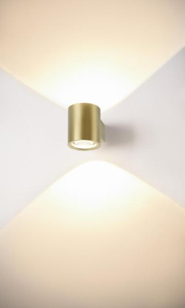 OCULUS, Wandaufbauleuchte, rund, 2000-3000 K, 15 W, Dim-to-Warm, PHASE, 100°, messing