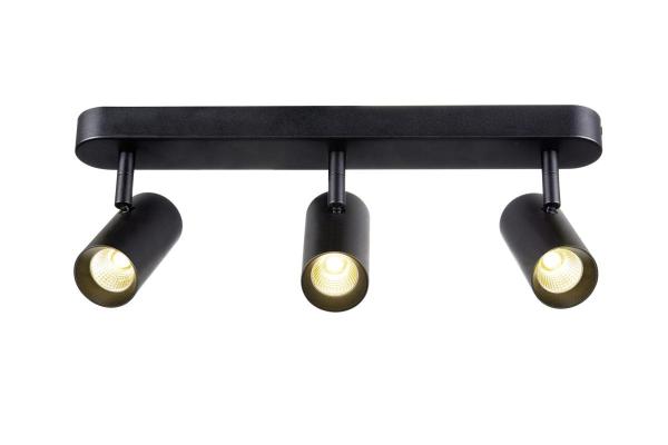 NOBLO®, Wand- und Deckenaufbauleuchte, triple, rund, 2000-3000 K, 22 W, Dim-to-Warm, PHASE, 36°, schwarz