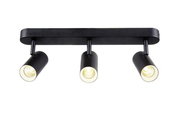 NOBLO®, Wand- und Deckenaufbauleuchte, triple, rund, 2000-3000 K, 22 W, Dim-to-Warm, PHASE, 36°, schwarz