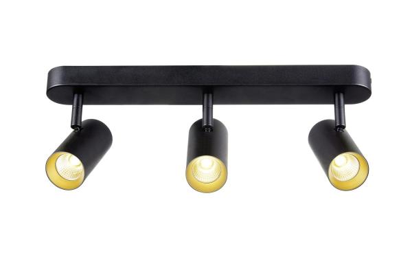 NOBLO®, Wand- und Deckenaufbauleuchte, triple, rund, 2000-3000 K, 22 W, Dim-to-Warm, PHASE, 36°, schwarz