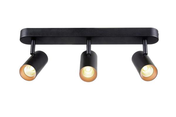 NOBLO®, Wand- und Deckenaufbauleuchte, triple, rund, 2000-3000 K, 22 W, Dim-to-Warm, PHASE, 36°, schwarz