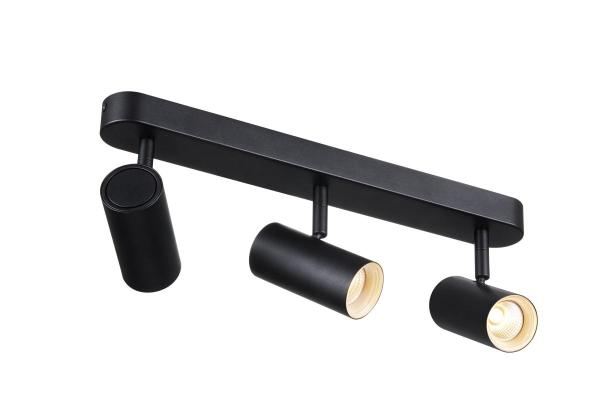 NOBLO®, Wand- und Deckenaufbauleuchte, triple, rund, 2700 K, 19 W, PHASE, 32°, schwarz