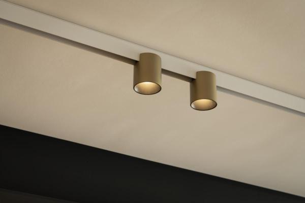 FIX-IT!, 48V, DALI, rund, Surface mounted track, Spot, 3000K, 6.6 W, 36°, gold / schwarz