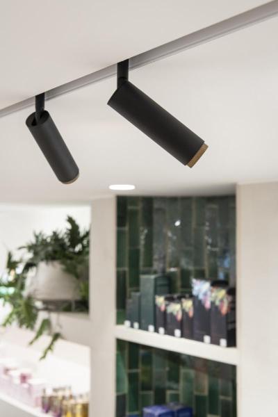 GRIP! S, 48V Spot, deep & recessed track, zylindrisch, 3000K, 9.8 Watt, DALI, 29°, schwarz / gold