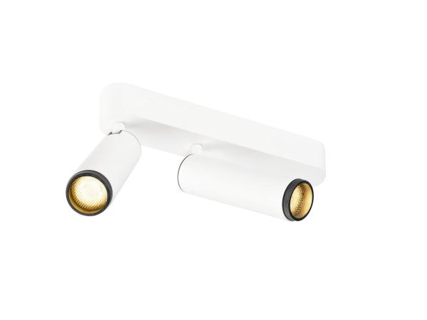 GRIP! M, Deckenaufbauleuchte, double, PHASE, 3000 K, 28 W, 42°, weiß / schwarz