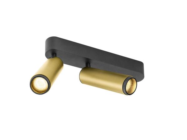 GRIP! M, Deckenaufbauleuchte, double, PHASE, 3000 K, 28 W, 42°, gold / schwarz