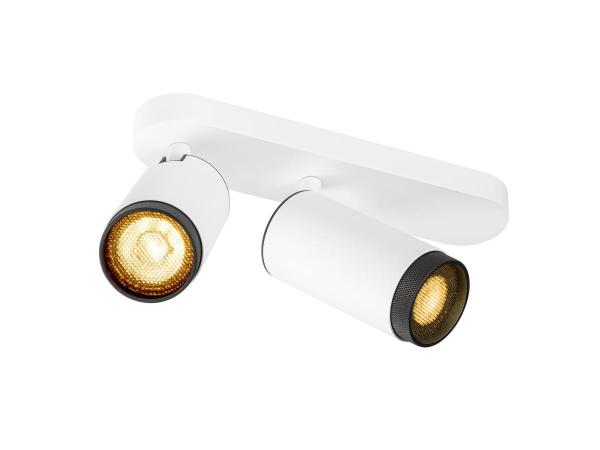 GRIP! L, SPOT CL, double, QPAR51, Deckenaufbauleuchte, zylindrisch, 2 x max. 6 Watt, weiß /schwarz