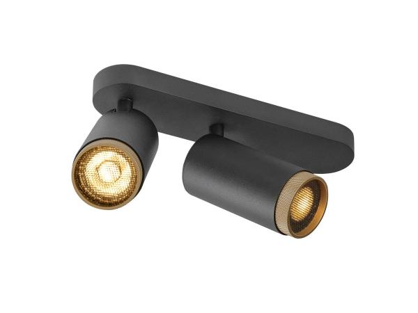 GRIP! L, SPOT CL, double, QPAR51, Deckenaufbauleuchte, zylindrisch, 2 x max. 6 Watt, schwarz / gold