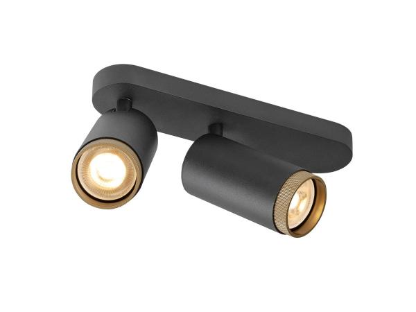 GRIP! L, SPOT CL, double, QPAR51, Deckenaufbauleuchte, zylindrisch, 2 x max. 6 Watt, schwarz / gold