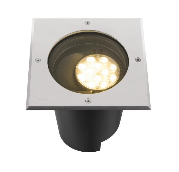 DASAR® L, Bodeneinbauleuchte, asymmetrisch, 3000K, 70°/40°, IP65/IP67, quadratisch, edelstahl / schwarz