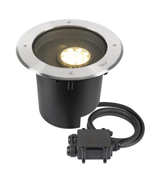 DASAR® XL, Bodeneinbauleuchte, asymmetrisch, 3000K, 70°/40°, IP65/IP67, rund, edelstahl / schwarz