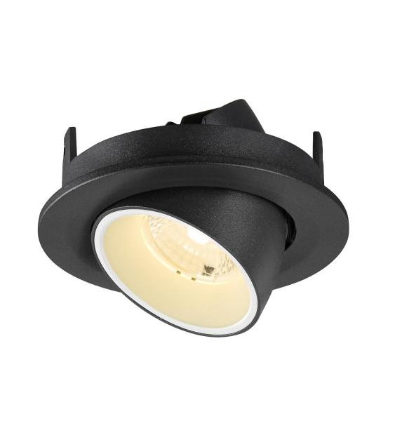 NUMINOS® GIMBLE S, Deckeneinbauleuchte, 3000 K, 40°, IP20, rund, schwarz / weiß