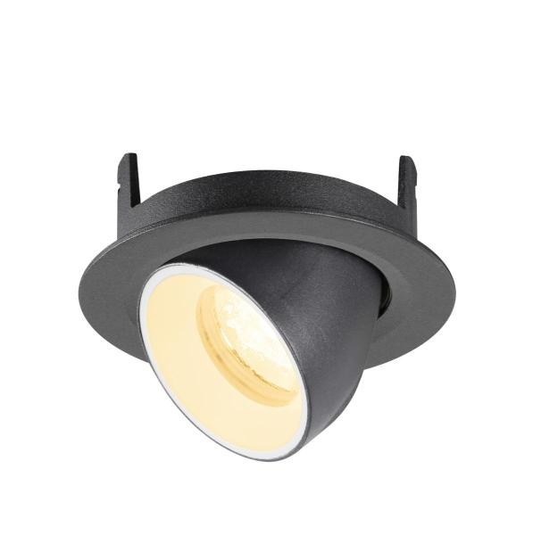 NUMINOS® GIMBLE XS, Deckeneinbauleuchte, 3000 K, 40°, IP20, rund, schwarz / weiß